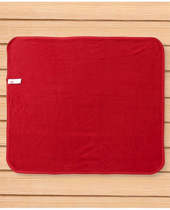 Babyhug Cotton Terry Woven Bath Towel With Heart Print L 76 x B 76 cm - Red