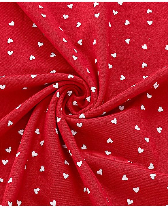 Babyhug Cotton Terry Woven Bath Towel With Heart Print L 76 x B 76 cm - Red