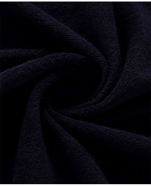 Babyhug Terry Cotton Knit Hooded Towel with Dolphin Patch L 76 x B 76 cm - Navy Blue