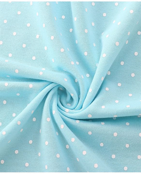 Babyhug Terry Knit Hooded Towel with Bird Embroidery & Polka Dot Print L 76.2 x B 76.2 cm - Light Blue