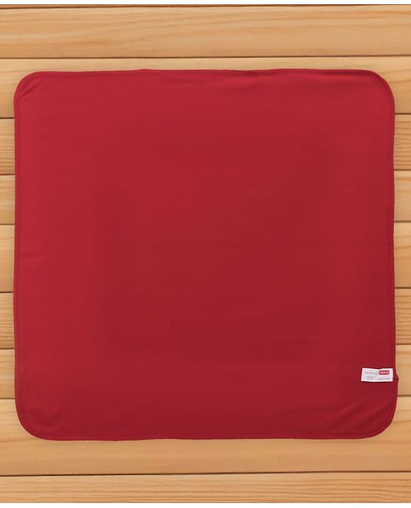Babyhug Cotton Interlock Knit Hooded Towel with Tiger Print L 76.2 x B 76.2 cm - Red