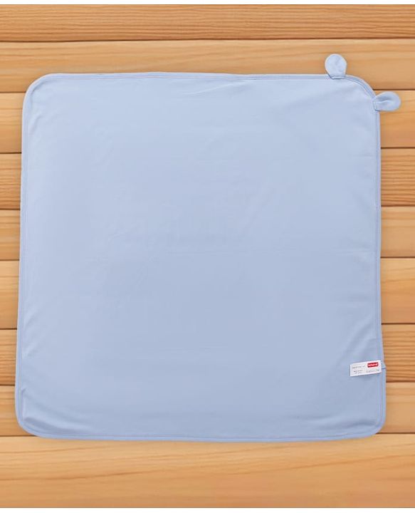 Babyhug Cotton Interlock Knit Hooded Towel with Lion Print L 76.2 x B 76.2 cm - Light Blue
