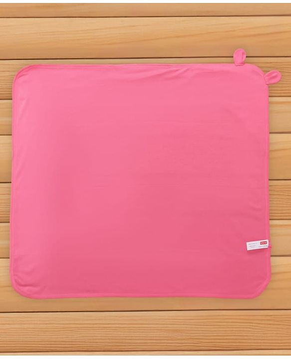 Babyhug Cotton Interlock Knit Hooded Towel with Giraffe Print L 76.2 x B 76.2 cm - Pink