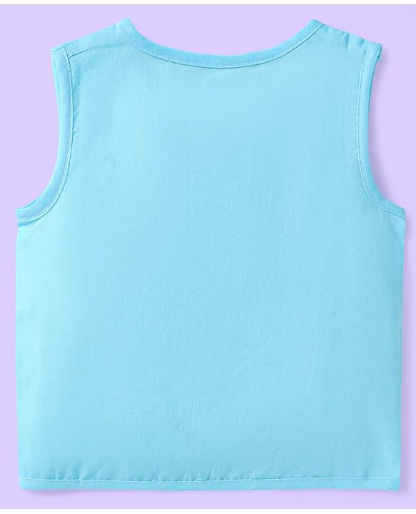 Babyhug Cotton Sleeveless Front Open Jhabla with Stripes & Beach Print Pack of 3 - Light Blue