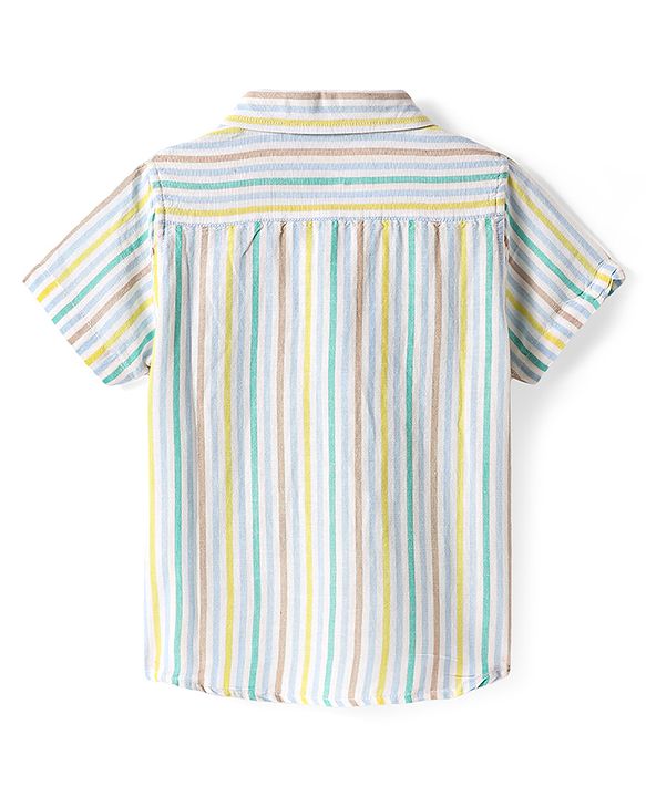 Babyhug Cotton Woven Half Sleeves Striped Shirt - Multicolour