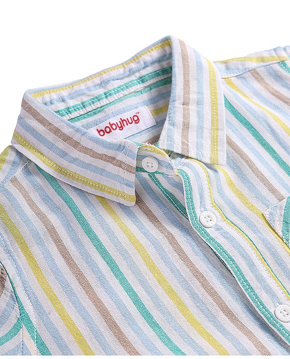 Babyhug Cotton Woven Half Sleeves Striped Shirt - Multicolour