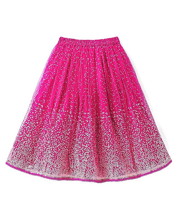 Babyhug Woven Sleeveless Lehenga Choli Set And Dupatta With Sequinned Embroidery & Lace Detailing - Dark Pink