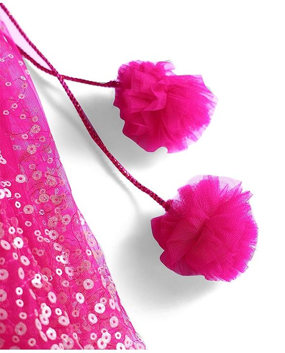 Babyhug Woven Sleeveless Lehenga Choli Set And Dupatta With Sequinned Embroidery & Lace Detailing - Dark Pink