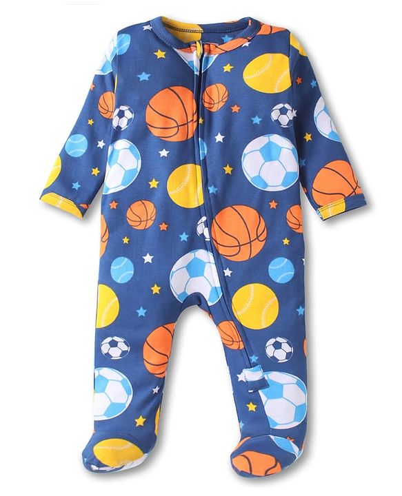 Babyhug Full Sleeves Hooded Jacket Stars Print  - Blue
