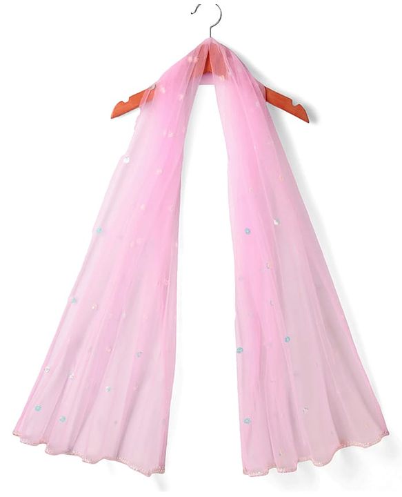 Babyhug Woven Sleeveless Floral Sequenced Embroidered Choli Lehenga Set With Dupatta - Pink