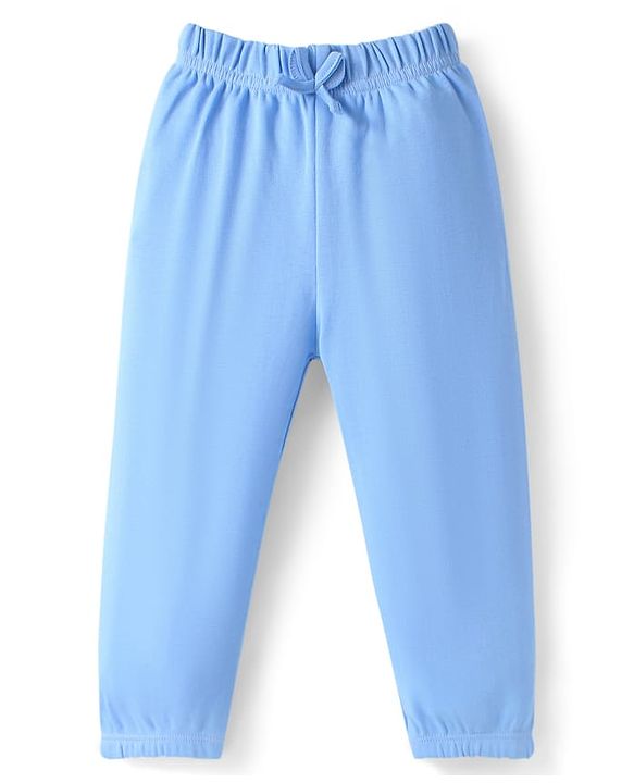 Babyhug Cotton Jersey Knit Full Length Solid Lounge Pants Pack of 3 - Pink Light & Aqua Blue