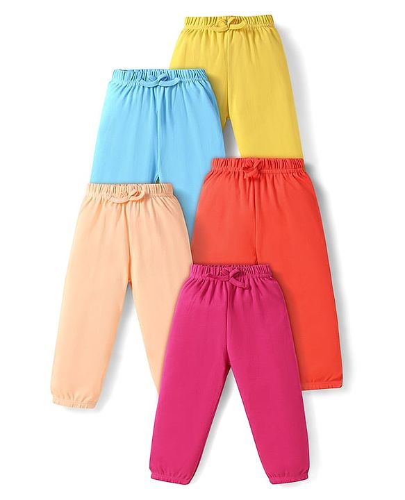 Babyhug Cotton Jersey Knit Full Length Solid Lounge Pants Pack of 5 - Multi Color