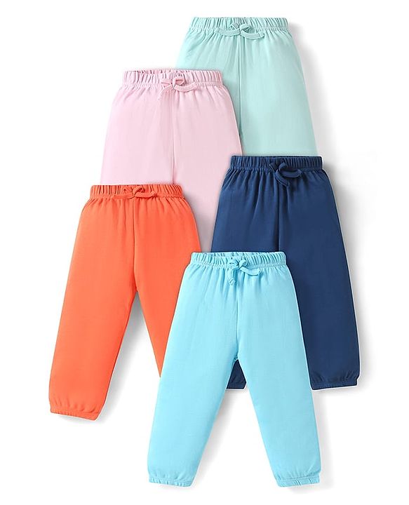 Babyhug Cotton Jersey Knit Full Length Solid Lounge Pants Pack of 5 - Multicolor