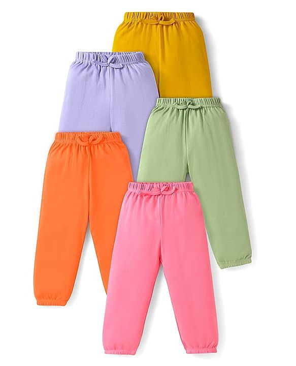 Babyhug Cotton Jersey Knit Full Length Solid Lounge Pants Pack of 5 - Multicolor