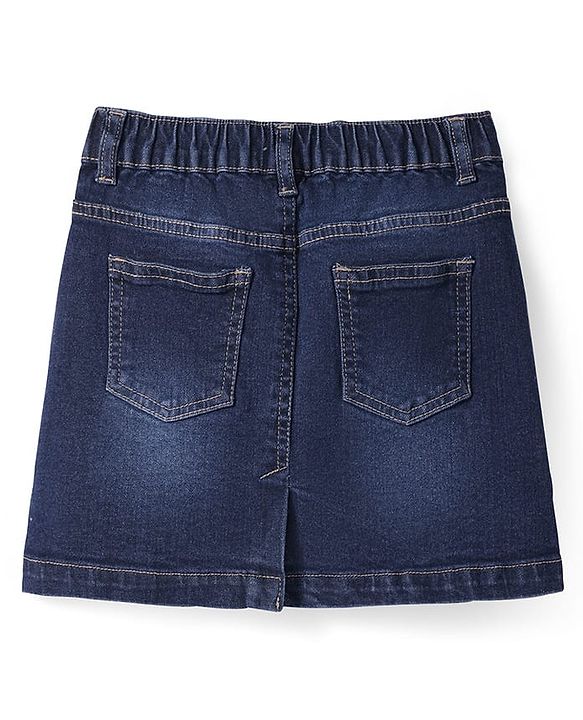 Pine Kids Above Knee Length Washed Denim Skorts - Navy Blue