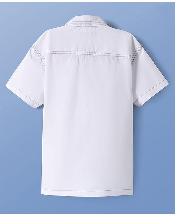 Pine Kids Cotton Woven Half Sleeves Solid Color Shirt - White