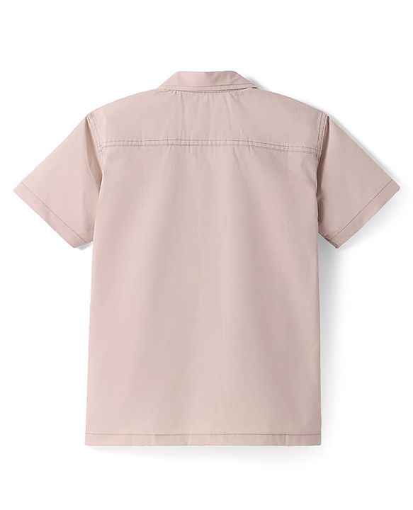 Pine Kids Cotton Knit Half Sleeves Solid Color Shirt - Tan