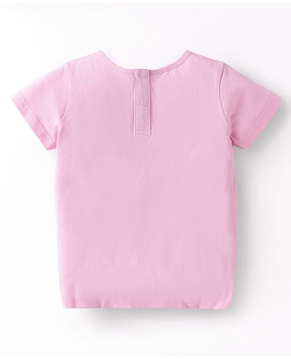 Babyhug Single Jersey Knit Half Sleeves Unicorn Printed Top & Short Set With Bow & Sequin Detailing -  Blue & Pink