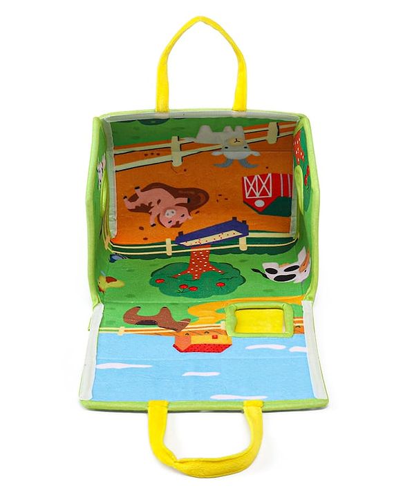 Babyhug Farm House Playset with Carry Handle | 7 Animal Plush Figurines (Duck, Pig, Horse, Hen, Sheep, Rabbit & Cow) | Educational & Montessori Learning Toy for Pretend Play | BIS Certified | Gifting Toy