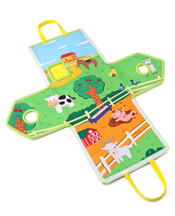 Babyhug Farm House Playset with Carry Handle | 7 Animal Plush Figurines (Duck, Pig, Horse, Hen, Sheep, Rabbit & Cow) | Educational & Montessori Learning Toy for Pretend Play | BIS Certified | Gifting Toy