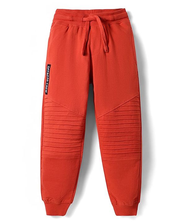 Pine Kids Cotton Knit Full Length Lounge Pant With Text Patch - Green