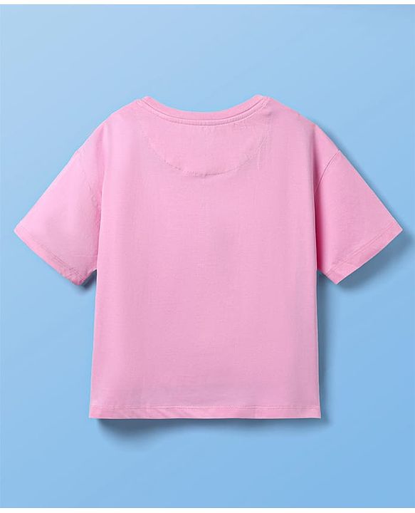 Pine Kids Disney Half Sleeves Oversized Drop Shoulder T-Shirt With Minnie Mouse Family Graphic Pack Of 2 - Pink & Yellow