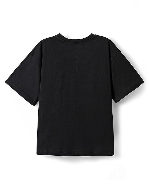 Pine Kids Marvel Single Jersey Knit Half Sleeves Drop Shoulder T-Shirt With Avengers Graphic - Black
