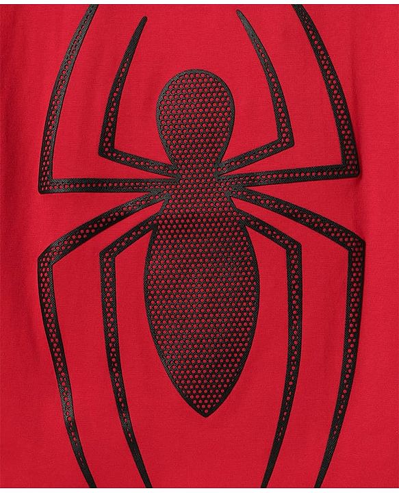 Pine Kids Marvel Single Jersey Knit Half Sleeves Drop Shoulder T-Shirt With Spider Man Graphic - Red