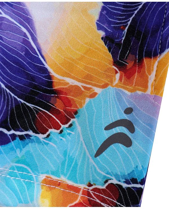 Pine Active Knit Above Knee Length Super Stretch Athletic Shorts with Abstract Print - Multicolor