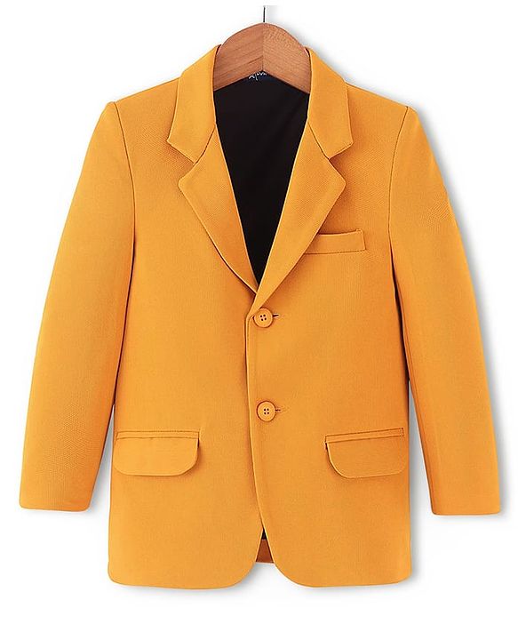Pine Kids Knit Full Sleeves Solid Color Blazer - Mustard