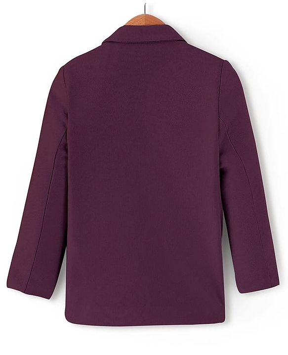 Pine Kids Knit Full Sleeves Solid Color Blazer - Wine