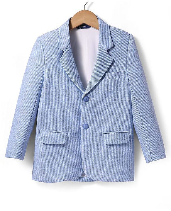 Pine Kids Knit Full Sleeves Solid Color Blazer - Light Blue