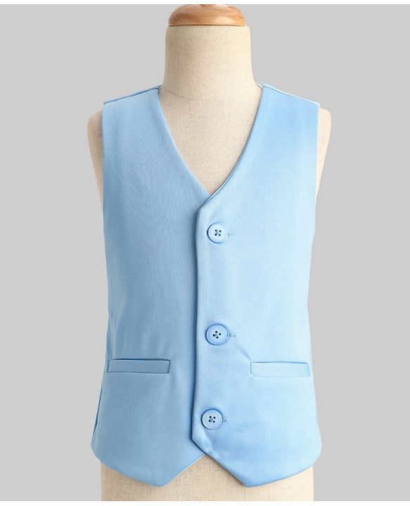 Pine Kids Knit Full Sleeves Solid 3 Piece Party Suit With Bow - Light Blue