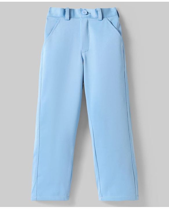 Pine Kids Knit Full Sleeves Solid 3 Piece Party Suit With Bow - Light Blue