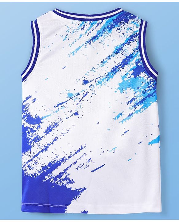 Pine Active Knit Sleeveless Basketball Printed T-Shirt & Shorts Set - White