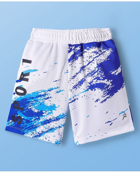 Pine Active Knit Sleeveless Basketball Printed T-Shirt & Shorts Set - White