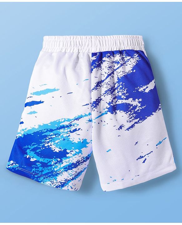 Pine Active Knit Sleeveless Basketball Printed T-Shirt & Shorts Set - White