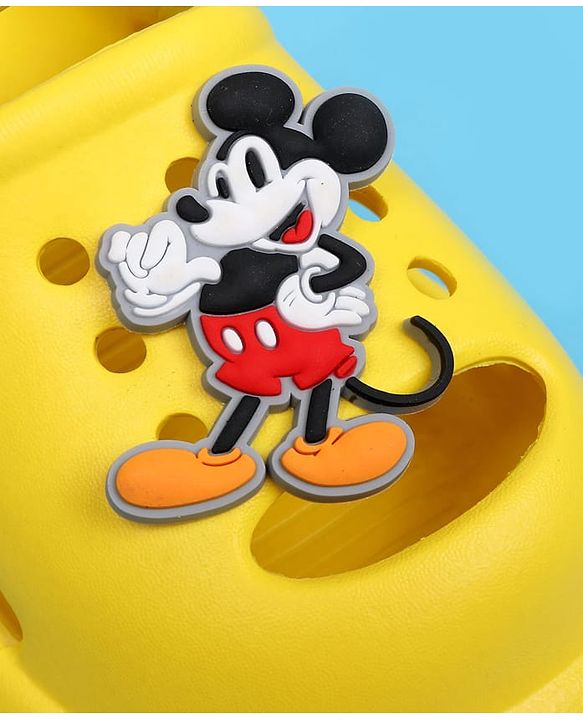 Cute Walk by Babyhug Disney Back Strap Closure Clogs With Mickey Mouse Applique - Yellow