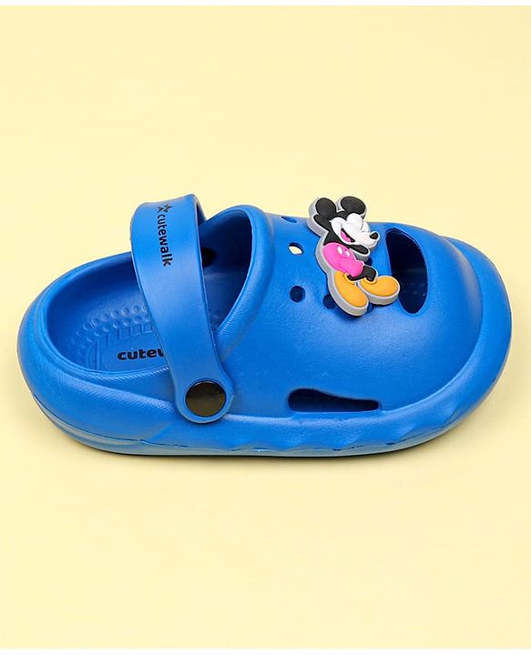Cute Walk by Babyhug Disney Clogs With Back Strap Closure & Mickey Mouse Applique - Blue