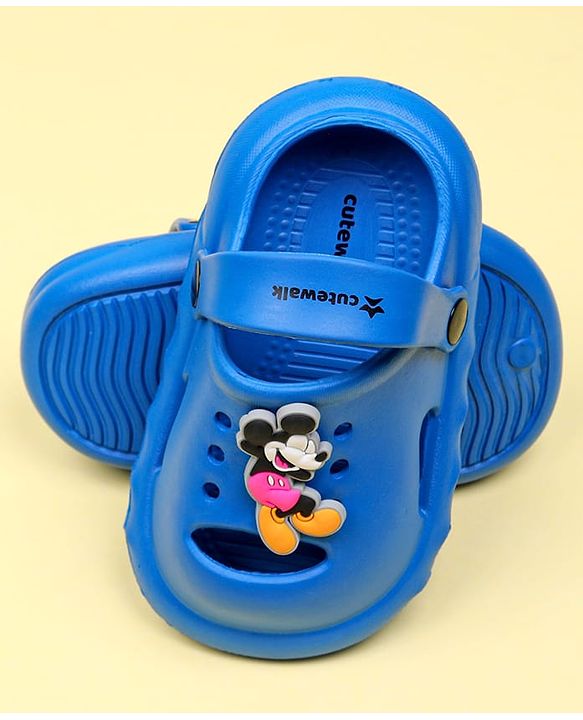 Cute Walk by Babyhug Disney Clogs With Back Strap Closure & Mickey Mouse Applique - Blue