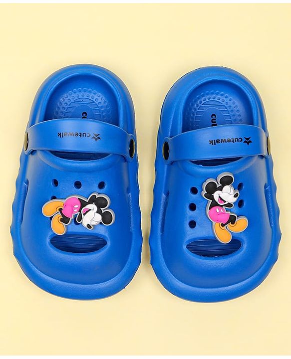 Cute Walk by Babyhug Disney Clogs With Back Strap Closure & Mickey Mouse Applique - Blue