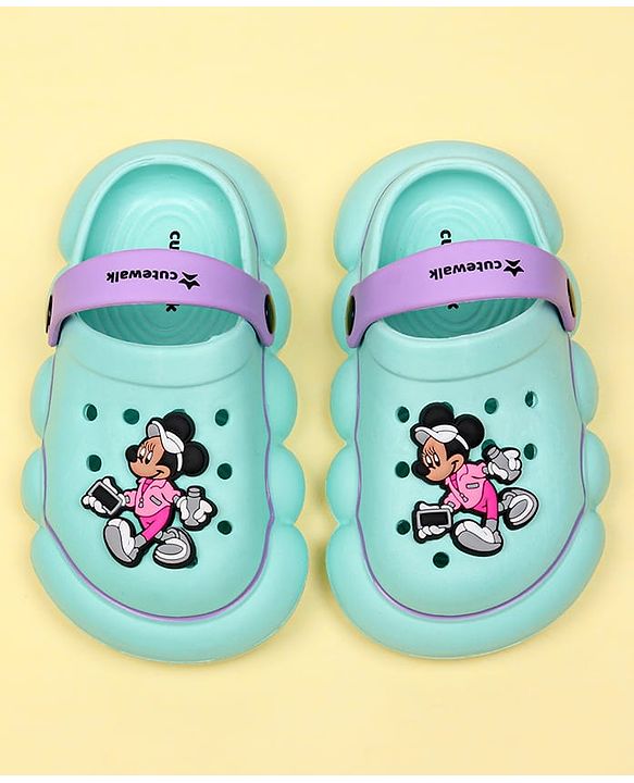 Cute Walk by Babyhug Disney Clogs With Back Strap Closure & Mickey Mouse Applique - Aqua Blue
