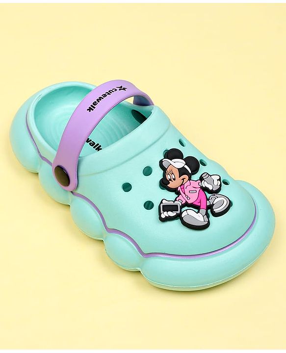 Cute Walk by Babyhug Disney Clogs With Back Strap Closure & Mickey Mouse Applique - Aqua Blue