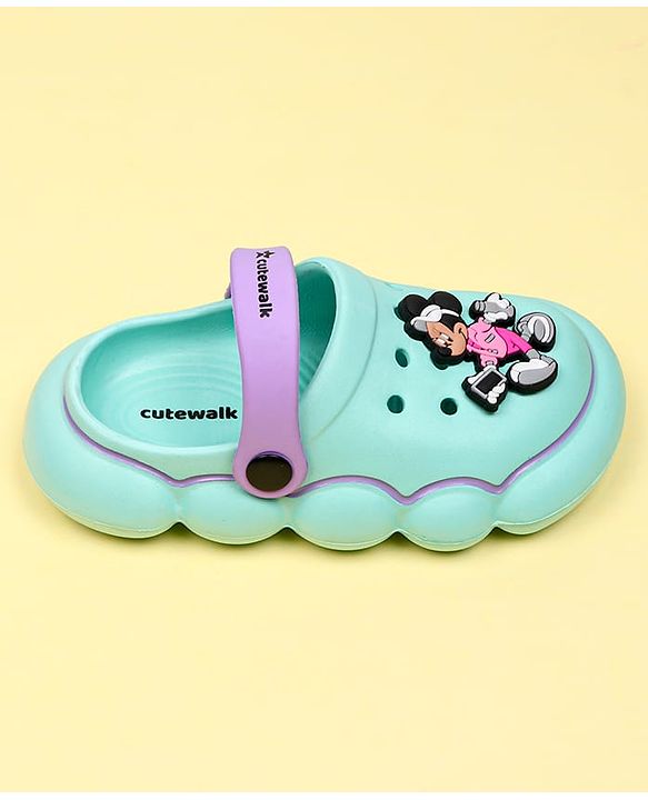 Cute Walk by Babyhug Disney Clogs With Back Strap Closure & Mickey Mouse Applique - Aqua Blue