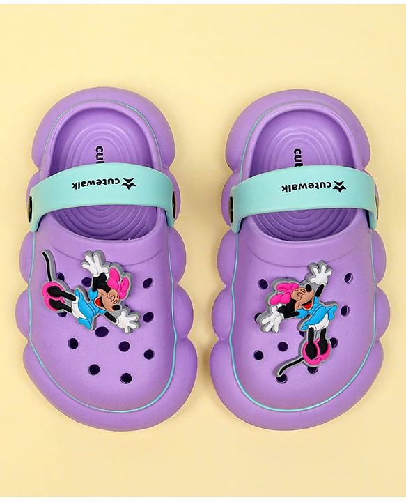 Cute Walk by Babyhug Disney Clogs With Back Strap Closure & Minnie Mouse Applique - Purple