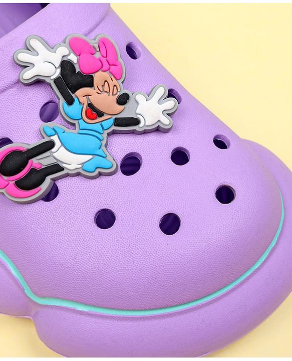 Cute Walk by Babyhug Disney Clogs With Back Strap Closure & Minnie Mouse Applique - Purple