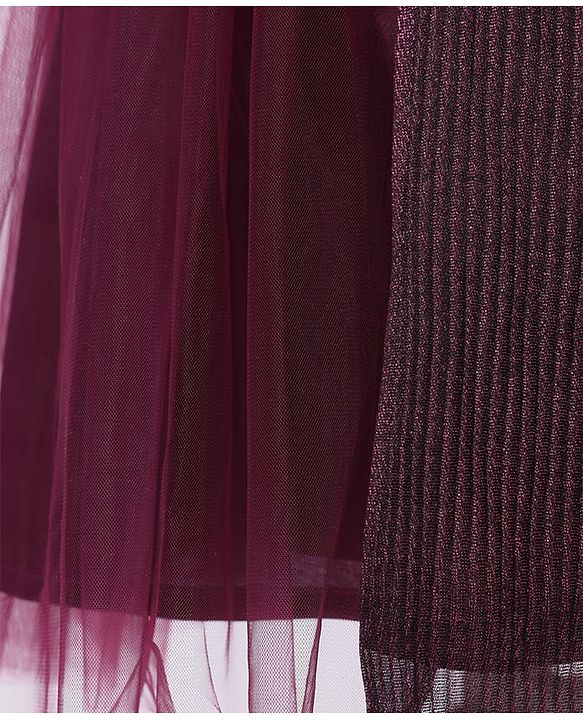 Pine Kids Woven Sleeveless Textured Party Dress with Bow Applique - Wine