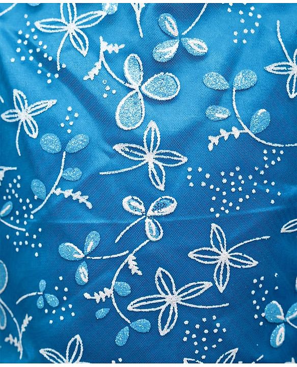 Pine Kids Woven Cold Shoulder Sleeves Party Dress With Floral Print - Blue