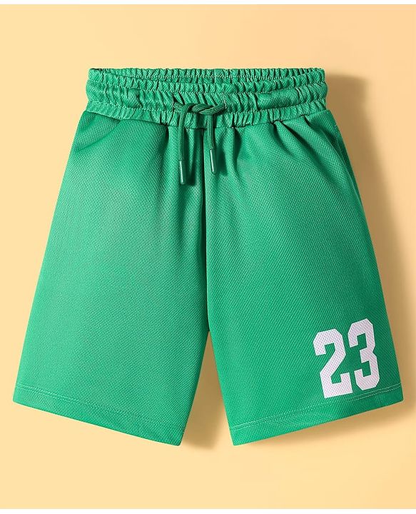 Pine Active Knit Sleeveless Number Printed Basketball T-Shirt & Shorts Set - Green