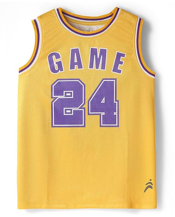Pine Active Sleeveless Basketball T-Shirt & Short With Game Print - Yellow